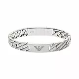 Emporio Armani Herren-Edelstahlarmband mit Karabiner-, Schieber- oder Magnetverschluss, Silber-Grau
