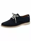 Tamaris Damen Schnürer Leder flach, blau, 39 EU