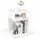 COSTWAY Beistelltisch Holz, 3 Ebenen Sofatisch, Nachttisch weiß, modern, für Wohnzimmer und Schlafzimmer, 33 x 33 x 50 cm