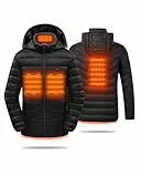 HEWINZE Beheizbare Jacke Herren mit kapuze,Warme Pufferjacke Damen mit akku 5V 10000mAh,Winterjacke für Outdoor Wandern Jagd Motorrad Camping
