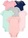 Simple Joys by Carter's Baby Mädchen 6-Pack Short-Sleeve Bodysuit Body, Mehrfarbig/Einheitliche Farben, 0 Monate (6er Pack)