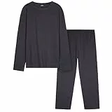 CityComfort Warme Schlafanzug Herren Lang, 2-Teiliges Pyjama Set - Geschenke für Herren Teenager (Marineblau, L)