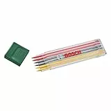 Bosch mehrfarbige Minen, 6 Stück (Ersatzminen für Tieflochmarker; 2x rot; 2x gelb; 2x graphit HB; 2,8 mm Durchmesser; Etui zur geschützten Aufbewahrung)