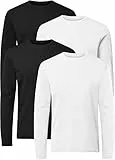 FULL TIME SPORTS Langarm T Shirt Herren Long Sleeve Tshirt 4Er T-Shirt FTS-640-BLK-WH-XXXL