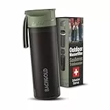 Bachgold® Profi Outdoor Wasserfilter Flasche I Entfernt 99,99% aller Bakterien und filtert Mikroplastik, Partikel und Chlor I Blackout & Krisensicher (Grun, 500ml)