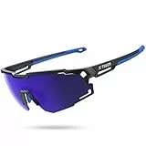 X-TIGER Schnelle Brille Herren, Damen Fahrradbrille Ultra-Leichter TR90 Rahmen, UV400 Schutz polarisierte Sportbrille mit verstellbarem Nasenpad und Ohrhaken für Laufen/Fahrrad/Angeln