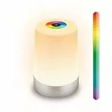 BRILONER - LED Tischlampe RGBW kabellos IP44 mit Touch, dimmbar, Akku tauschbar, Nachttischlampe, Leselampe, LED Lampe, Campinglampe, Tischleuchte, Akkulampe, Outdoor Lampe, 9x13 cm, Chrom matt