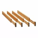 Orga-Box 4-teiliges Bambus Schubladen Trennsystem 430-556 mm Schubladentrenner, Schubladenteiler mit Federmechanismus