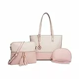 Miss Lulu Damen Handtasche Henkeltasche 3 Stück Sets, große Shopper Tote Bag, Umhängetasche mit Quaste Geldbörse mit verstellbare Schulterrie