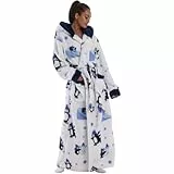 Surwin Bademantel Flauschig Leicht Damen Herren, Bademantel Lang Kuschelig Unisex Morgenmantel Lang für Frauen Männer Weich und Gemütlich für den Winter (Pinguin,Einheitsgröße)