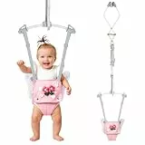 FUNLIO Baby Türhopser für 6–24 Monate (mit Türklemme), Baby Jumper mit starker Feder/verstellbarem Riemen, einfach zu montieren und zu lagern Baby Hopser, Tragfähigkeit 18 kg – Rosa Schmetterling