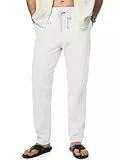 Meilicloth Herren Leinenhose Hosen Baumwolle Lang Leicht Sommerhose mit Kordelzug Strand Alltag Weiß 36