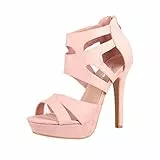 Elara Damen Pumps Offen Stilettos High Heels Chunkyrayan LL85-Pink-37