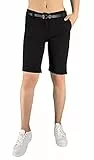 JOPHY & CO Bermuda-Hose für Damen, mit Gürtel und Taschen (Cod. 3009), Schwarz , XXL