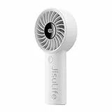JISULIFE Handventilator Life4, verbesserter tragbarer Ventilator mit starkem Wind, USB wiederaufladbarer Mini ventilator mit Digitalanzeige, 3600mAh Akku, ideal für Reisen, Strand, Schule(Grau)