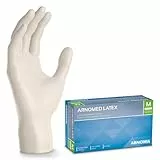 ARNOMED 100x Einweghandschuhe M, Latexhandschuhe Weiß (1x100 Stück), Einweghandschuhe puderfrei, Handschuhe Latex Einweg, Putzhandschuhe, Latex Handschuhe, Einmal-/Einweg-Handschuhe XS, S, M, L & XL