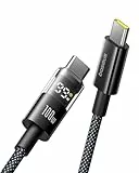 Baseus 100W USB C auf USB C Kabel, 1m PD Schnellladekabel USB C Ladekabel QC 4.0 with LED Display für iPhone 16 15 14 13 12 Pro, Samsung Galaxy S25 S24 S23 S22 Ultra, MacBook, iPad Pro