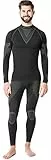 Ladeheid Herren Winter Thermounterwäsche Funktionsunterwäsche Set Langarm Shirt Lange Unterhose Thermoaktiv LAGI003 (Schwarz/Khaki, XXL)
