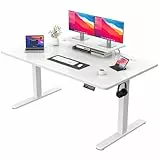 JUMMICO Höhenverstellbarer Schreibtisch mit Monitorständer, Elektrisch Schreibtisch Steh-Sitz, Standing Desk,160 x 70cm, Weiß
