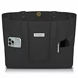 HOMESPON Canvas Tote Bag Damen Handtasche Groß Shopper Taschen Umhängetasche mit Laptop Fach (Schwarz)