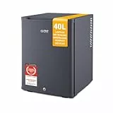 TZS First Austria - Mini Kühlschrank 40L lautlos & abschließbar - Kleiner Minikühlschrank, wechselbarer Türanschlag & Innenbeleuchtung - Minibar für Camping, Büro, Schlafzimmer & Hotel - Anthrazit