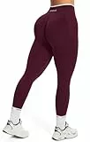 JOYSPELS Sport Scrunch Leggings Damen, High Waist Blickdicht Gym Sporthose Lang Yogahose Po Push Up Seamless Sportleggins (Anthrazitrot,M)