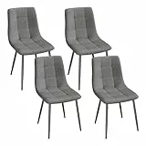 EUGAD Esszimmerstühle 4er Set, für Esszimmer Küche Wohnzimmer, Küchenstühle gepolstert mit Rückenlehne Samtbezug, mit Metallbeinen, 150 kg belastbar, Dunkelgrau