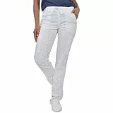 B-well Medizinische Schlupfhose Arbeitshose Dante 5 Taschen Unisex mit elastischem Bund und Gesäßtaschen Krankenhaus Uniformhose mit mittlerer Taille und Rundumgummibund Weiß 2XL