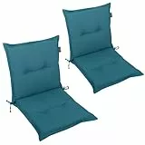 LILENO HOME Gartenstuhl Auflagen als [2er Set - Niedriglehner] in Petrol - Bequeme Liegen als Sitzauflagen für Gartenmöbel - Stuhlkissen für Gartenstühle und Klappstühle MAR