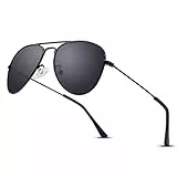 LOJUDI Kinder Pilotenbrille Sonnenbrillen Polarisierte Fliegerbrille Coole Verspiegelt mit UV400 Schutz für Jungen MäDchen Teenage 4-15 Jahre(Schwarz/Grau)