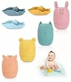 Toaren Badewannenspielzeug,7 Stück Silikon Badetiere,Badespielzeug Baby,Spielzeug Badewanne,Badewal Wasserspielzeug Spritztiere Schimmelfrei für Babys(Bunt),Kleinkinder,Badespielzeug Baby ab 1 Jahr
