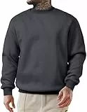 Meilicloth Pullover Herren Sweatshirt Herren ohne Kapuze Baumwolle Rundhals Sweatshirts Hoodie Basic Pulli Winter Männer Soft Langarm Sweatshirts A Dunkelgrau L