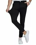 LVCBL Businesshose Herren Elastisch Slim Fit Chinohose Elegant Für Arbeit Büro Schwarz L