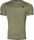 Gorilla Wear Performance T-Shirt - armeegrün - Bodybuilding und Fitness Bekleidung für Herren - mit Logo Aufdruck zum Sport Alltag Freizeit Workout Training Bequem leicht, L