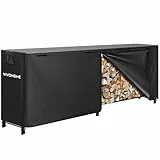 VIVOHOME 2,4m Kaminholzregal mit Abdeckung Brennholz Feuerholzregal strapazierfähig für drinnen und draußen