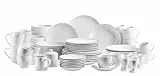 MÄSER Serie Barca, Umfangreiches Geschirr Set für 8 Personen, 68-teiliges Kombiservice in moderner randloser Form, rund, Weiß