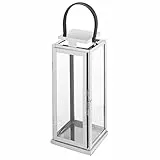 Gartenfreude Edelstahl Laterne Gartenlaterne, silber, 15.5 x 15 x 37 cm, Edelstahl 15.5 x 15 x 37 cm