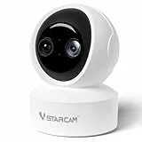 VSTARCAM Überwachungskamera Innen, Dual Kameras, 2K QHD mit 10x Zoom, 360° PTZ Baby & Haustierkamera, KI-Erkennung, Nachtsicht, 2-Wege-Audio, 2.4GHz WLAN, Plug&Play, Sicherheitskamera innen