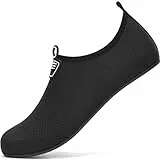 RUOMU Badeschuhe Damen Wasserschuhe Herren Schnell Trocknend Schwimmschuhe rutschfeste Aquaschuhe Leicht Strandschuhe Surfschuhe Barfußschuhe für Männer Frauen Beach Pool, Schwarz 41 EU