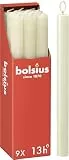 Bolsius - Rustik Stabkerzen - Elfenbein - 9 Stück - 27 x 2.3 cm - Länge Brenndauer 13 Stunden - Unparfümierte - Enthält Natürliches Pflanzenwachs - Ohne Palmöl