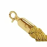 Bolero Premium Seilabsperrung 1,5 Meter, goldfarbenes Seil, Messingende, Seil mit weicher Textur – ideal für Clubs, Bars und Restaurants, Y806