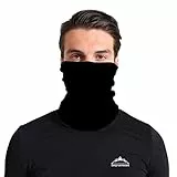 Bergmannswald® umgenähtes Multifunktionstuch - atmungsaktiv und flexibel - Ideal zum Sport, Reisen oder Motorradfahren (Schwarz, 1er Pack)
