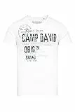 Camp David Herren Rundhalsshirt mit Used- und Puffprint-Details Opticwhite, M