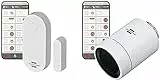 Brennenstuhl Connect Zigbee Tür- und Fensterkontakt TFK CZ 01 (Smart Home, kostenlose App) & Zigbee Heizkörperthermostat HT CZ 01 (Smarter Thermostat, kompatibel mit Alexa und Google Assistant)