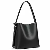 BOSTANTEN Handtasche Damen, PU Leder Schultertasche für Frauen Henkeltasche Hobo bag Modische mit verstellbarer Riemen Schwarz
