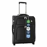 Aerolite Erweiterbar 55x40x20cm auf 55x40x23cm Lufthansa Eurowings Bordgepäck Handgepäck Koffer 55x40x20 55x40x20 mit 2 Rollen - Auch für Condor, SunExpress, TUI und Vieles Mehr (Schwarz)