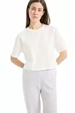 DeFacto Damen Oversize Crop Tops - Klassisches Basic Shirt für Damen - Bequemes Oversize Shirt für Frauen Ecru XL