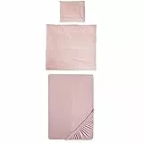 roba Babybettwäsche Lil Planet 80 x 80 cm - 2-teiliges Bettwäsche Set - Bio Baumwolle - GOTS und Oeko-Tex 100 zertifiziert - Rosa/Mauve Spannbettlaken Lil Planet 40 x 90 – 45 x 90