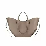 CORIOS Damen Handtasche Flügeltasche Cyme Rindsleder Schultertaschen Eimer Taschen Große Kapazität Tragetasche Elegant Tote Beutel Henkeltaschen 2pcs für Reise Arbeit Shopper Alltag Grau L