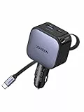 UGREEN Nexode 90W 3-in-1 Zigarettenanzünder USB-C Ausziehbares Auto Ladegerät 60W eingebautes USB-C-Kabel Auto zubehör 12V KfZ Adapter für iPhone 17/16/15, MacBook, Galaxy S25/24, GPS und mehr